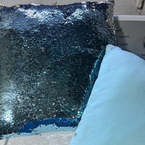 Set of 2 18” X 18” Teal/Silver Sparkling Decorative Throw Pillows